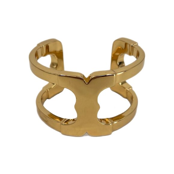 Tory Burch Gold Tone Chunky Cuff Bracelet | Statement Jewelry - Picture 1 of 10